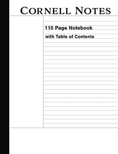 Cornell Notes: 110 Page Cornell Style Paper Composition Notebook Paperback – August 19, 2018