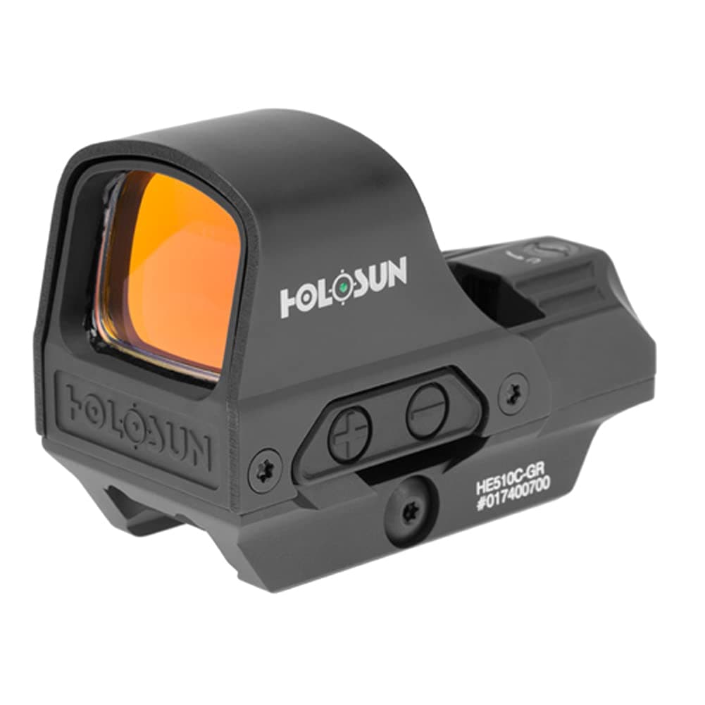 HOLOSUN 510C Multi-Reticle 2 MOA Dot & 65 MOA Circle Open Reflex Sight - Solar FailSafe Shake-Awake, 12 Settings - Red/Green Reticle
