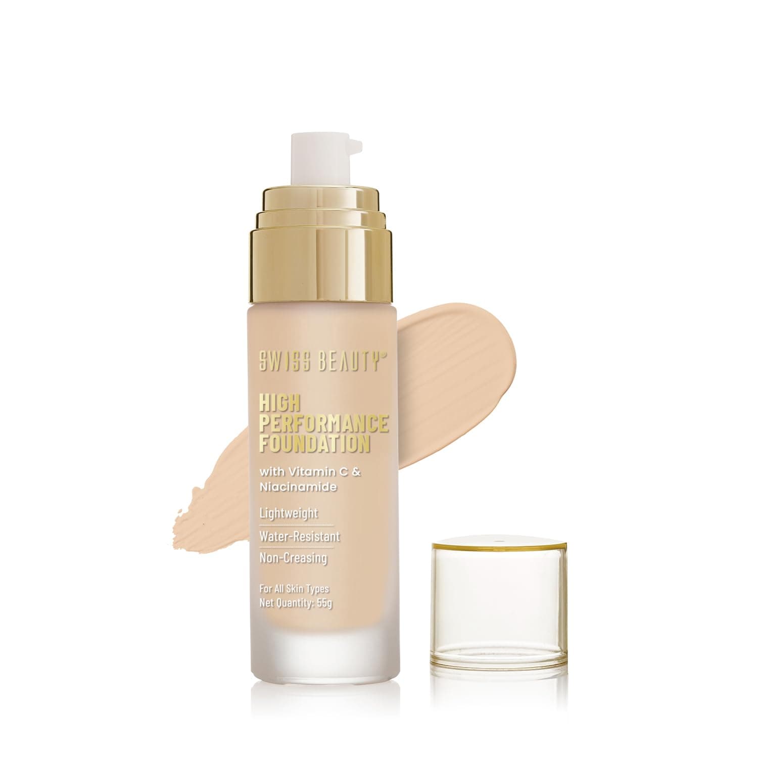 High Performance Foundation | Water-Resistant | Medium To Buildable Coverage Liquid Dewy Finish | Lightweight | Easy To Blend | With Vitamin C & Niacinamide | 03 Natural Beige, 55G