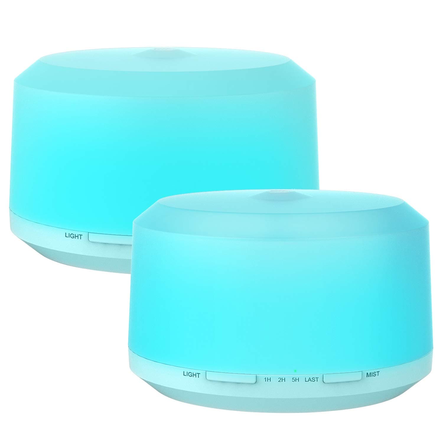 2 Pack 450ML Aromatherapy Diffusers for Essential Oils, Zookki Ultrasonic Essential Oil Diffuser with 8 Colors LED Lights, 4 Timer Settings and Waterless Auto Shut-off for Large Room