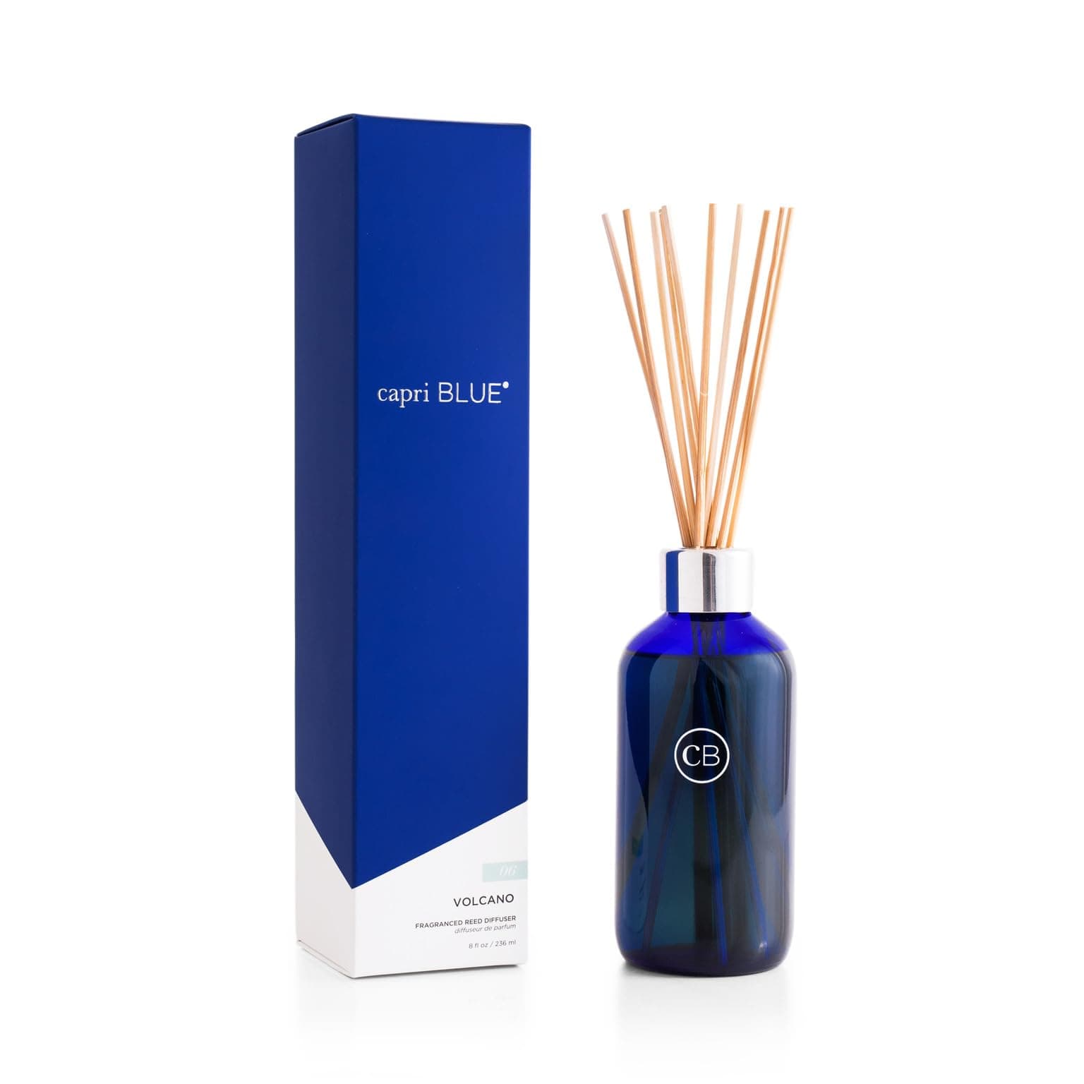 Volcano Reed Diffuser Set - Includes Reed Diffuser Sticks, Fragrance Oil, and Glass Bottle - Luxury Scented Room Fresheners - Cobalt Blue (8 fl oz)