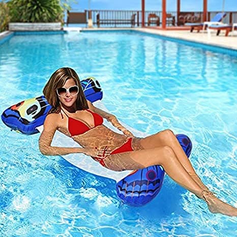 KATAKA Pool Float & Water Hammock – Multi-Purpose(Hammock, In-Water Pool Chair, Saddle, Drifter) , Inflatable Pool Floats for Adults – Colorful Butterfly Design. Non-Stick PVC Material