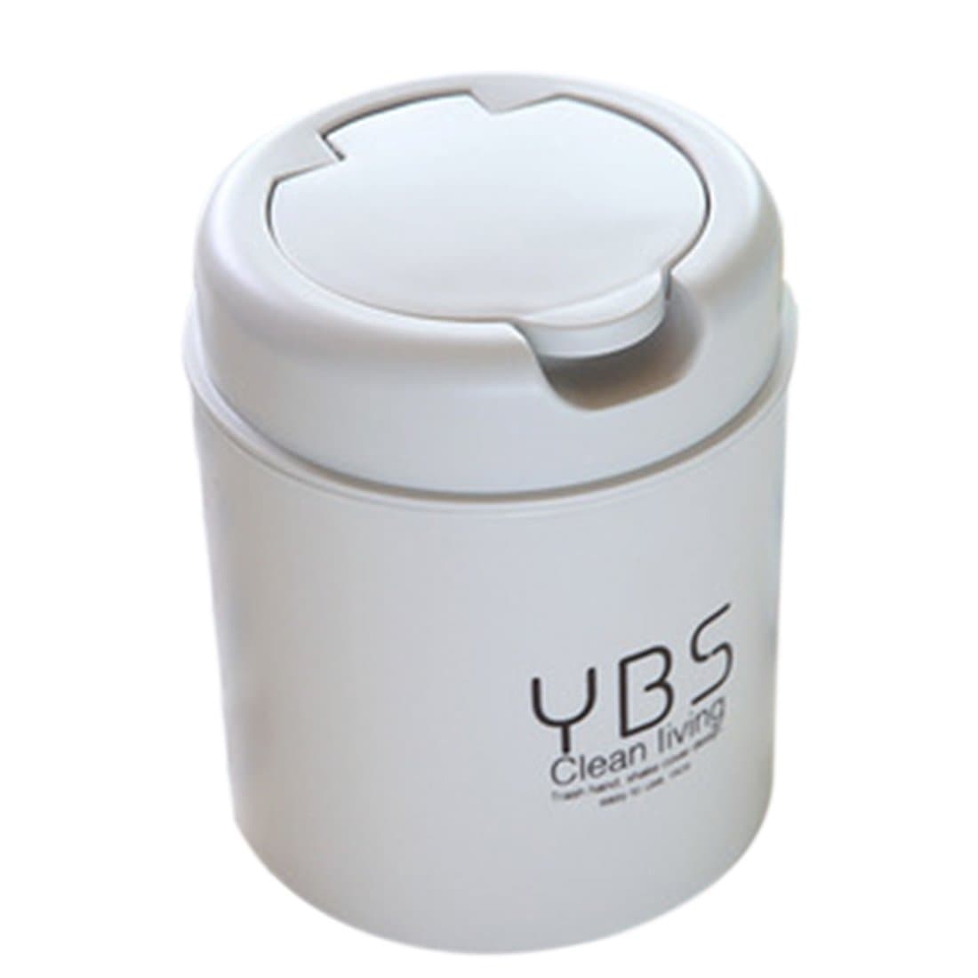 Teckpeak Small Bin Creative Mini Flip Trash Can Desktop Storage Barrels Plastic mini Table Dustbin - Beige