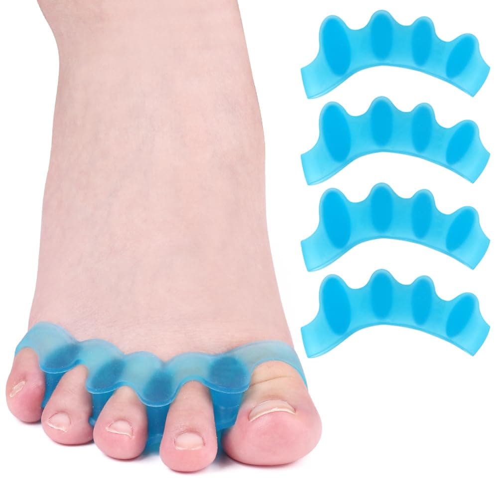 Hilph Toe Separator, Toe Spacers, Bunion Corrector for Overlapping Toes, Correct Toe Alignment and Hammertoe Straighteners, Gel Toe Separators for Nighttime, Running & Yoga Practice 4 Count-Blue