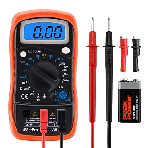 Vpro850L Digital Multimeter DC AC Voltmeter, Ohm Volt Amp Test Meter, Electric Tester Ohmmeter with Diode and Continuity Detector, Backlit Display and Insulated Rubber Case Kickstand