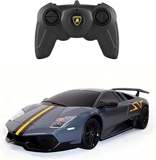 RASTAR 39001 1/24 Lamborghini RC Car - Ideal Gifts for Play & Display - Officially Licensed Toy Car Model with Remote Controller for Kids, Teens & Adults - Black