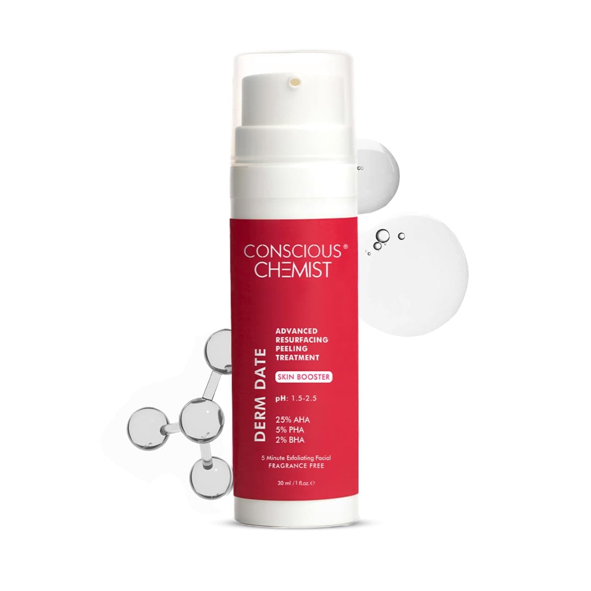 25% AHA, 2% BHA, 5% PHA Peeling Solution | 30ml | Advanced Resurfacing AHA BHA Peeling Solution, Anti Aging Serum, Exfoliating Serum for Pore Congestion & Fine Lines - Derm Date