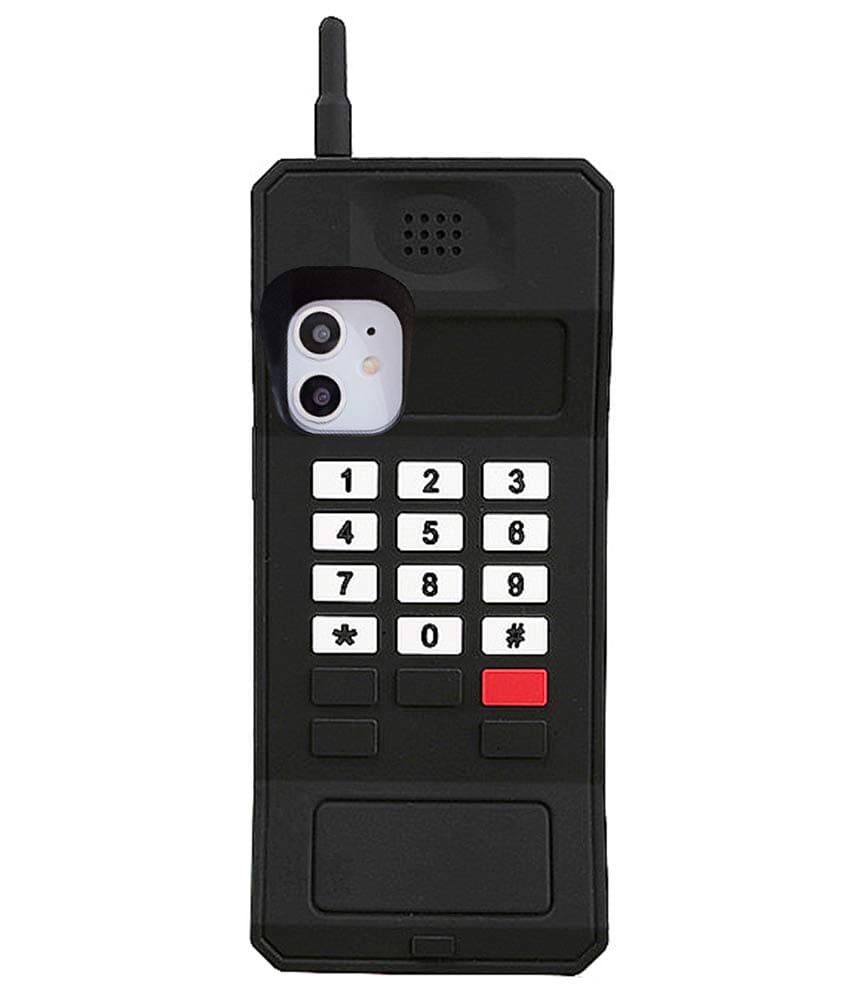 UnnFiko 3D Silicone Case Compatible with iPhone 6 Plus/iPhone 6s Plus, Retro Classic Creative Soft Rubber Bumper Cover Cool Thick Protective Stand Case(Retro Cellphone Black, iPhone 6 Plus / 6s Plus)