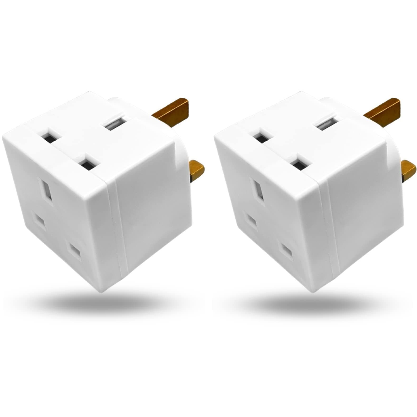 2 Way 3 Pin Plug Adapter - 13A Multi-Plug Power Adaptor Extension With Double Socket Splitter UK Plug Adapter Used For Smart Phone, Refrigerator, Computer, Laptop, LED & Other Home Accessories.(POF2)