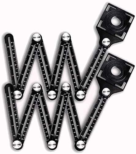 2 Pack Multi Angle Measuring Ruler, Precise Premium Aluminum Alloy Easy Angle Ruler Metal Template Tool Layout Tool with Perforated Mold for Builders, Craftsmen, Carpenters, Handymen