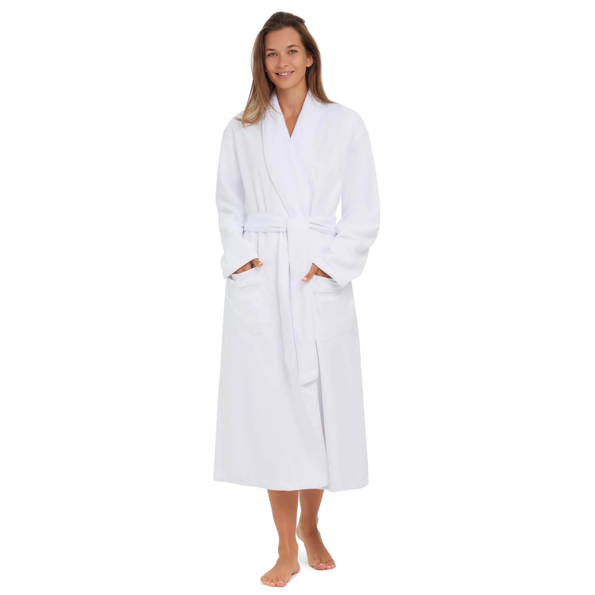 - Unisex Plush Lined Microfiber Bath Robe - Soft Shell with Polyester Lining, Resort-Grade Hotel & Spa Robe with Pocket