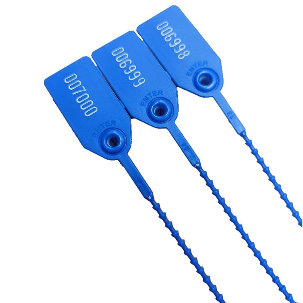 Plastic Security Seals 9.84" Tamper Proof Self Locking Security Tags Pull-Tite Signage Ties Numbered Pack of 100 PCS Navy Blue