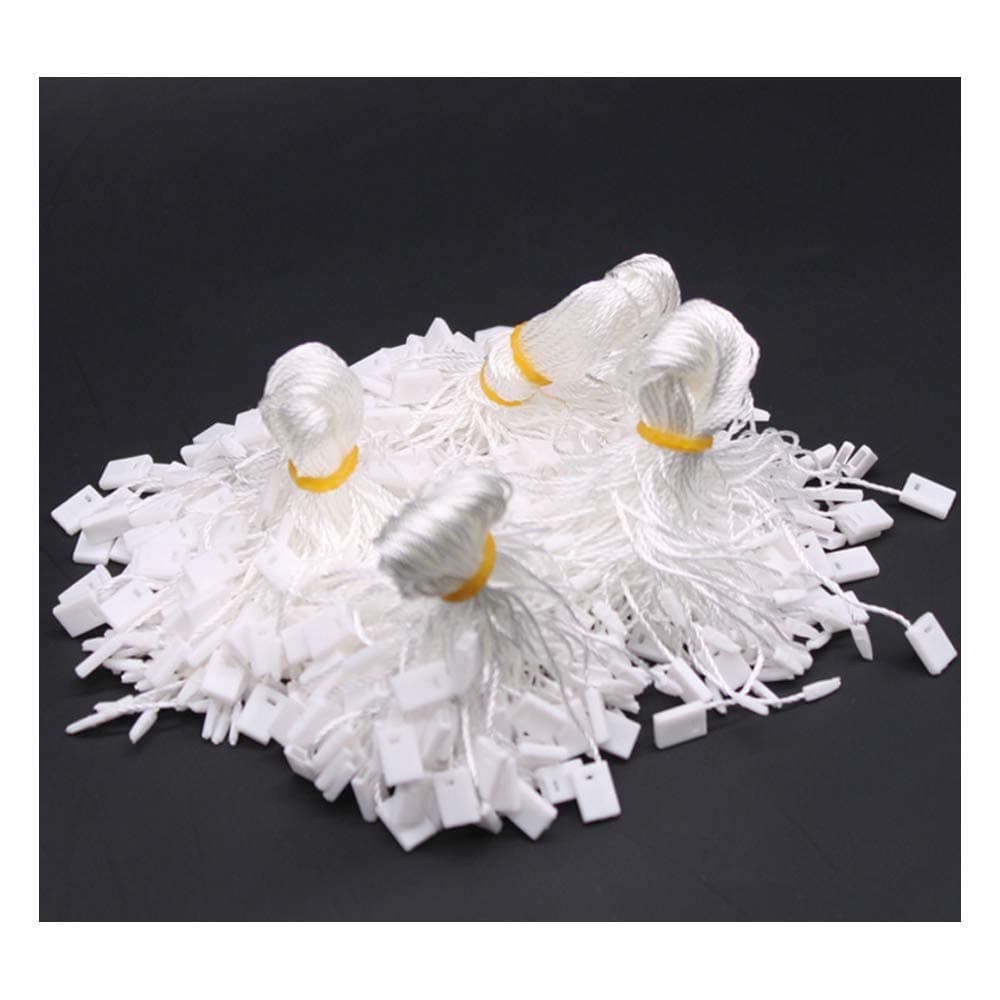 7" 1000 Pcs Hang Tag Nylon White String Snap Lock Pin Loop Fastener Hook Ties White Hang Tag String with Push Locker String Snap Lock White Tag Strings
