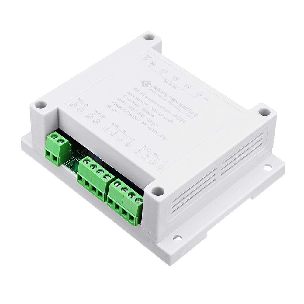 Relay Module Relay Board, Control Smart Switch Point Remote Relay 4 Channel WiFi Module with Shell AC 220V 10A Channel Relay Power Switch Module