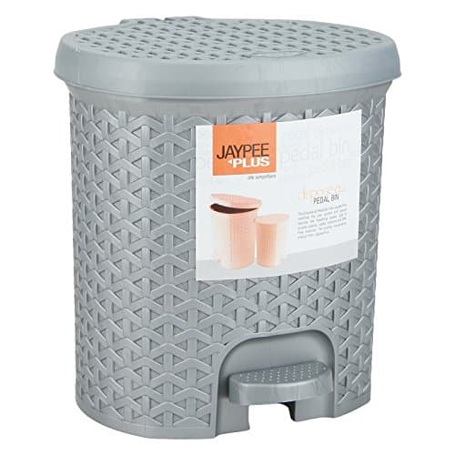 Jaypee Plus Dispose all Dustbin with Removable Plastic Bucket | Garbage Bin Trash Can Pedal Waste Bin |Square Shape Dustbin For Home, Kitchen, Bathroom, Office, 8 Litre, Silver