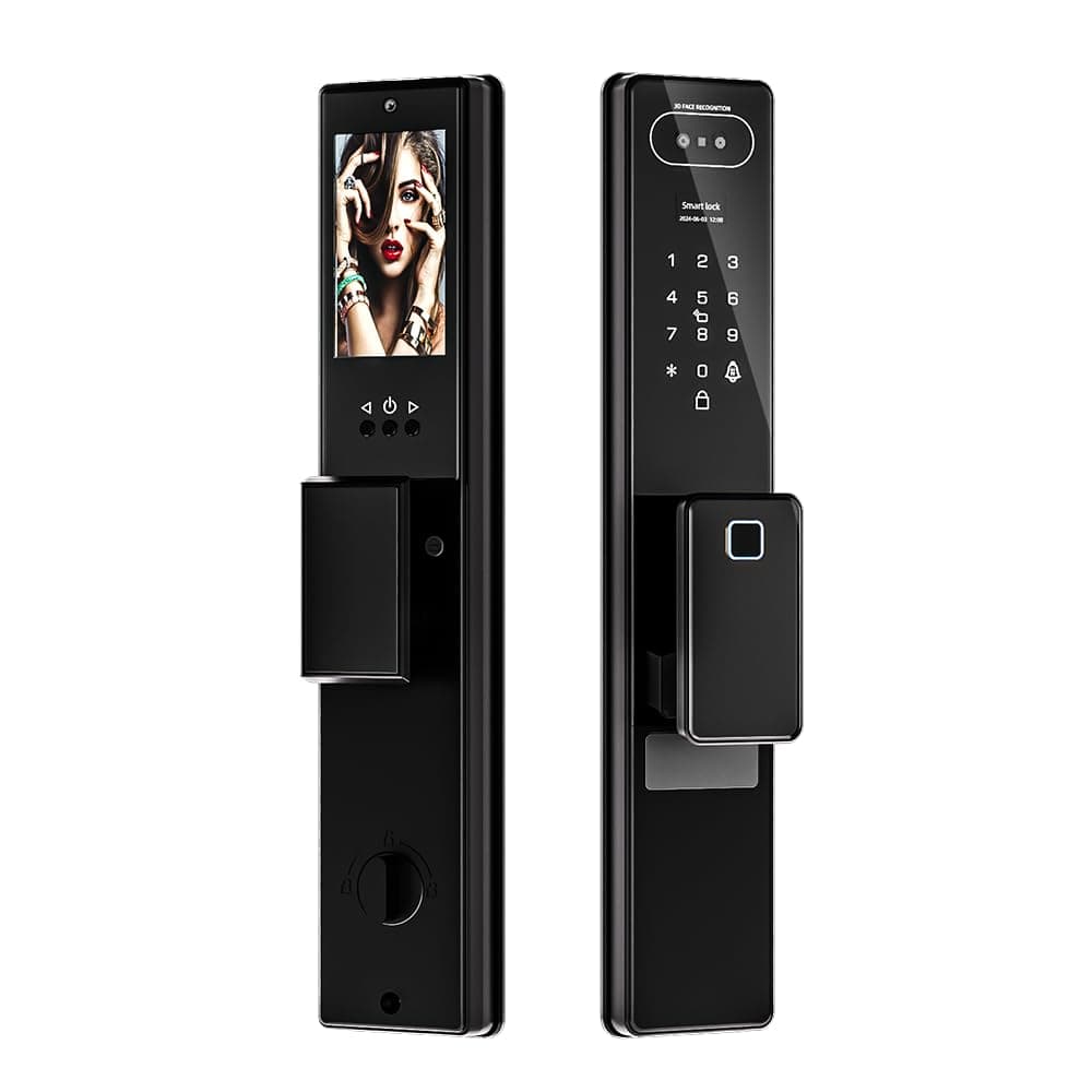 Pohaytipe Smart Lock with active intercom 3D face recognition, Fingerprint Door Lock,WiFi Lock Jlink APP Control,Biometric Door Lock R/L Adjustment for Airbnb,Home, Hotel, Office(LS01,BLACK)