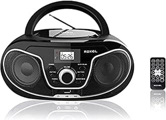 RCD-S70BT Portable Boombox CD Player with Remote Control, FM Radio, USB MP3 Playback, 3.5mm AUX Input, Headphone Jack, LED Display Wireless Music Streaming(Black)