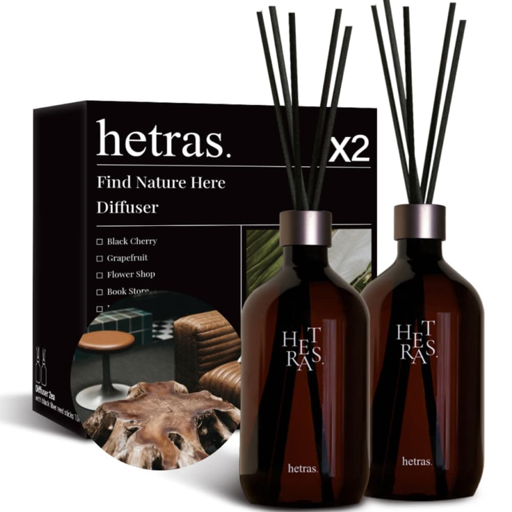 Hetras Premium Diffuser, 16.9 fl oz (500 ml), Set of 2, Aroma, Romantic, Relaxing, Woody (Hotel Wood)