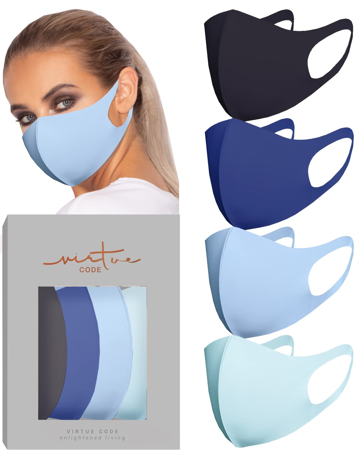Second Skin Cloth Face Mask Pack. 4 Buttery Soft Masks Washable Fabric