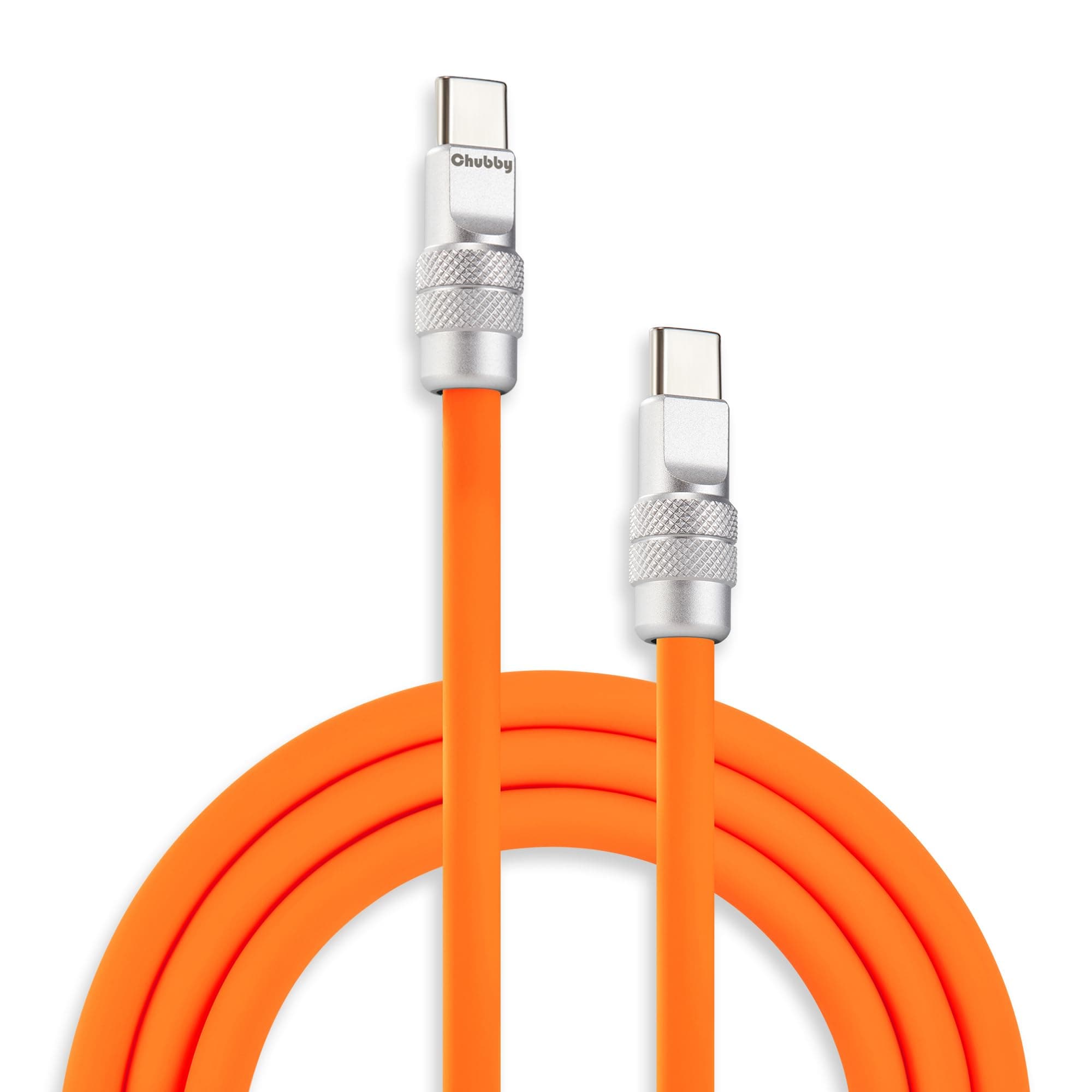 Chubbycable Chubby 2.0 Fast Charging Cable, Durable Soft Silicone USB C Cable 240W Extra Thick Phone Charger Cord Data Transfer Cord, Orange, Type-C to Type-C, 6.6ft