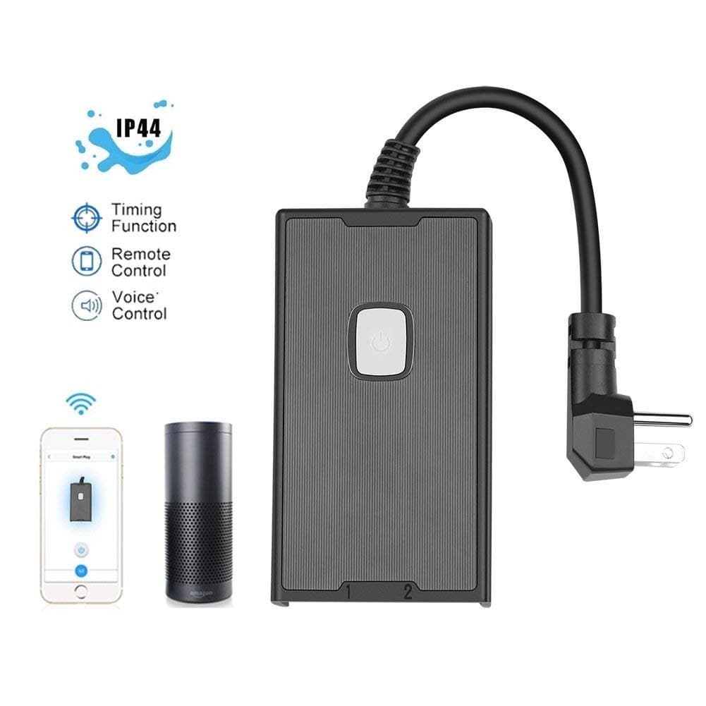 JoyPlus Outdoor Wi-Fi Smart Plug Wireless Remote Control Outlet with 2 sockets Waterproof Switch,Seamlessly Competible with Amazon Alexa and The Google Assistant,Does not Support 5GWIFI