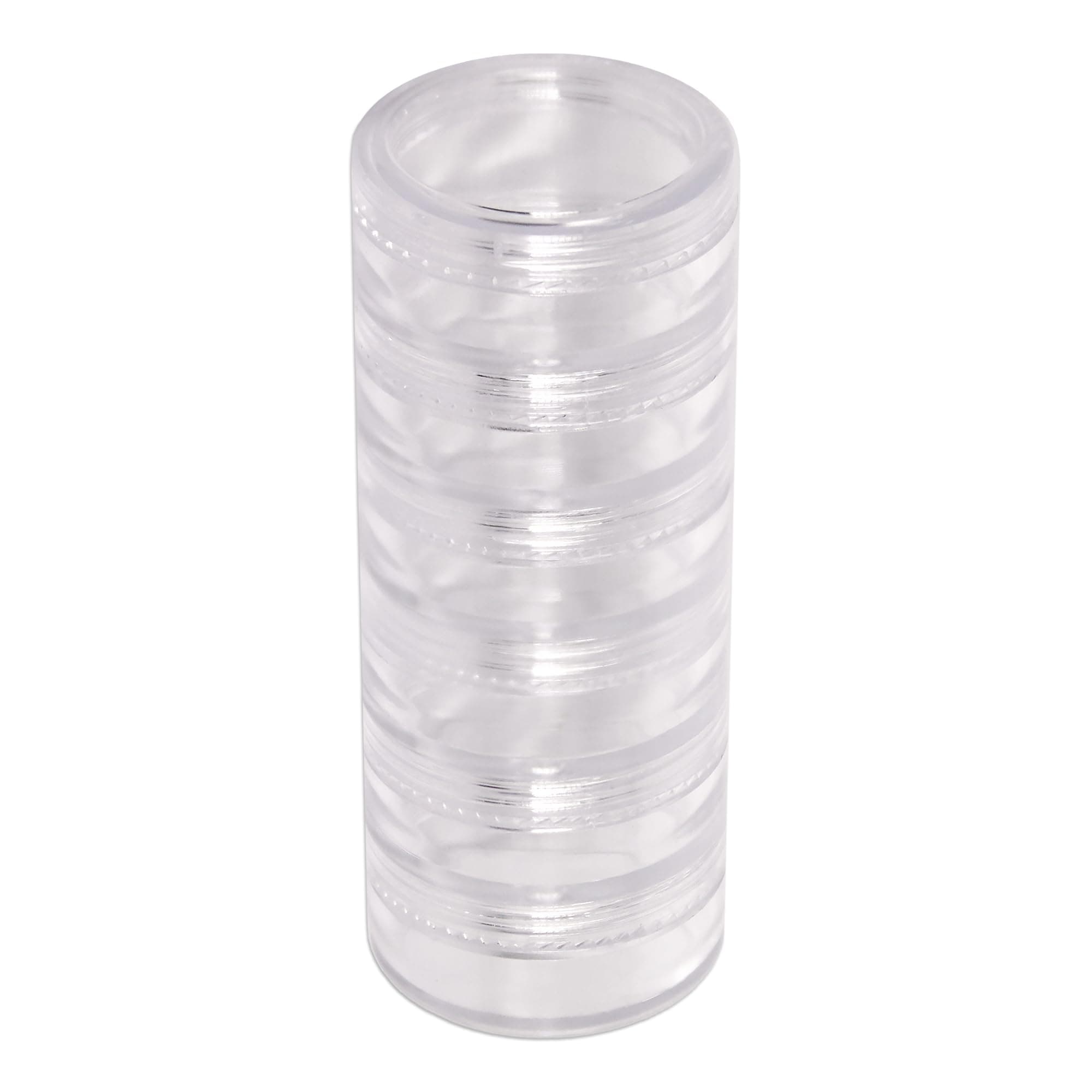 1 Column (6pcs) - Beauticom 5G/5ML Transparent Stackable Jars - Round Plastic Container with Clear Lid Embellishment Bead Glitter Charm Craft Jars