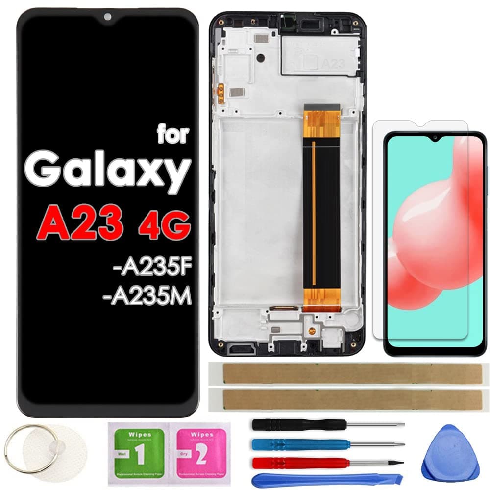 LCD Screen Replacement Touch Display Digitizer Assembly with Frame for Samsung Galaxy A23 4G A235 SM-A235F A235M A235F/DS A235M/DS 6.6"