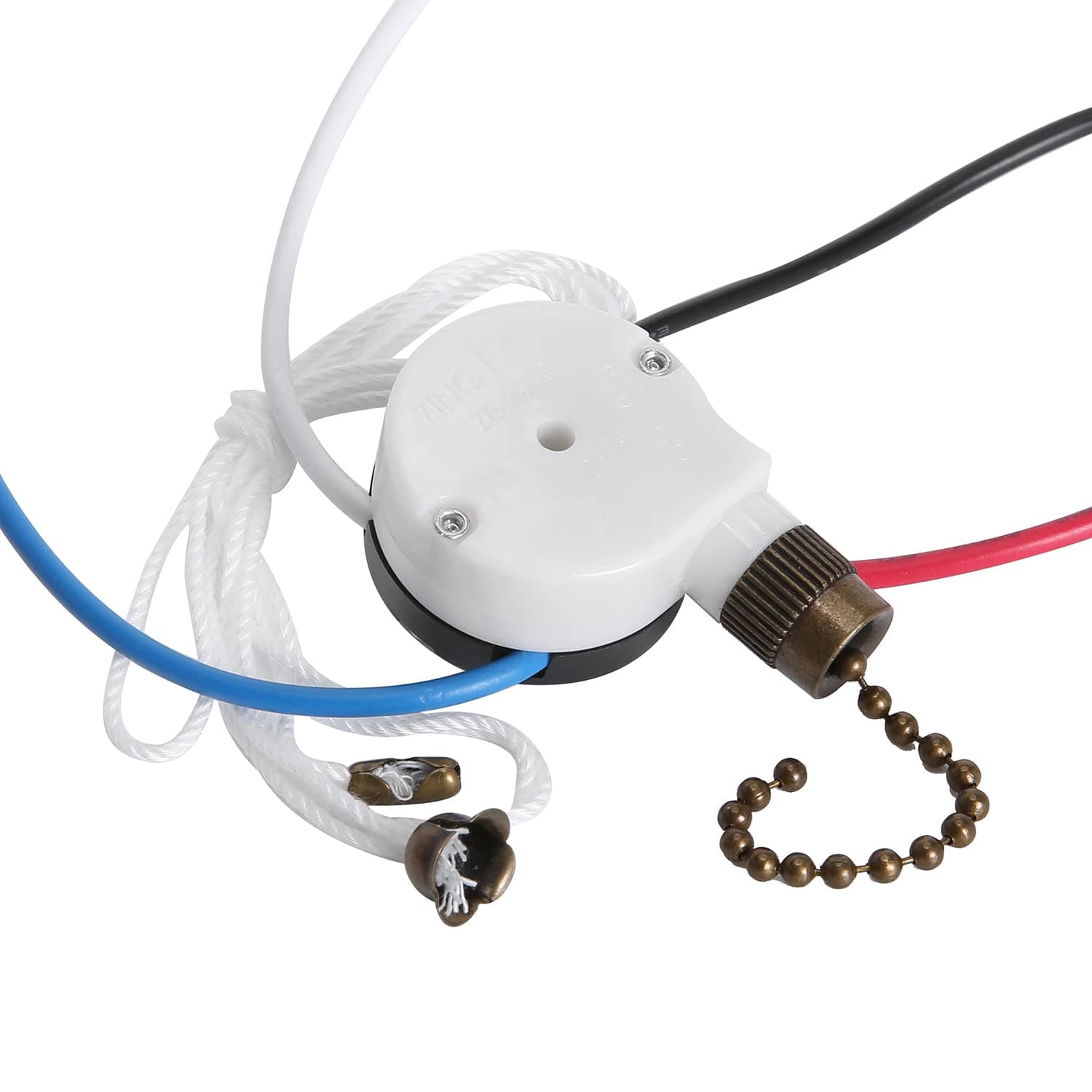 Ceiling Fan Switch Kit Zing Ear ZE-208S E89885 3 Speed 4 Wire Fan Switch Pull Chain Ceiling Fan Switch Speed Control Switch with Rope for Ceiling Fans, Wall Lamps, Cabinet Light, Bronze
