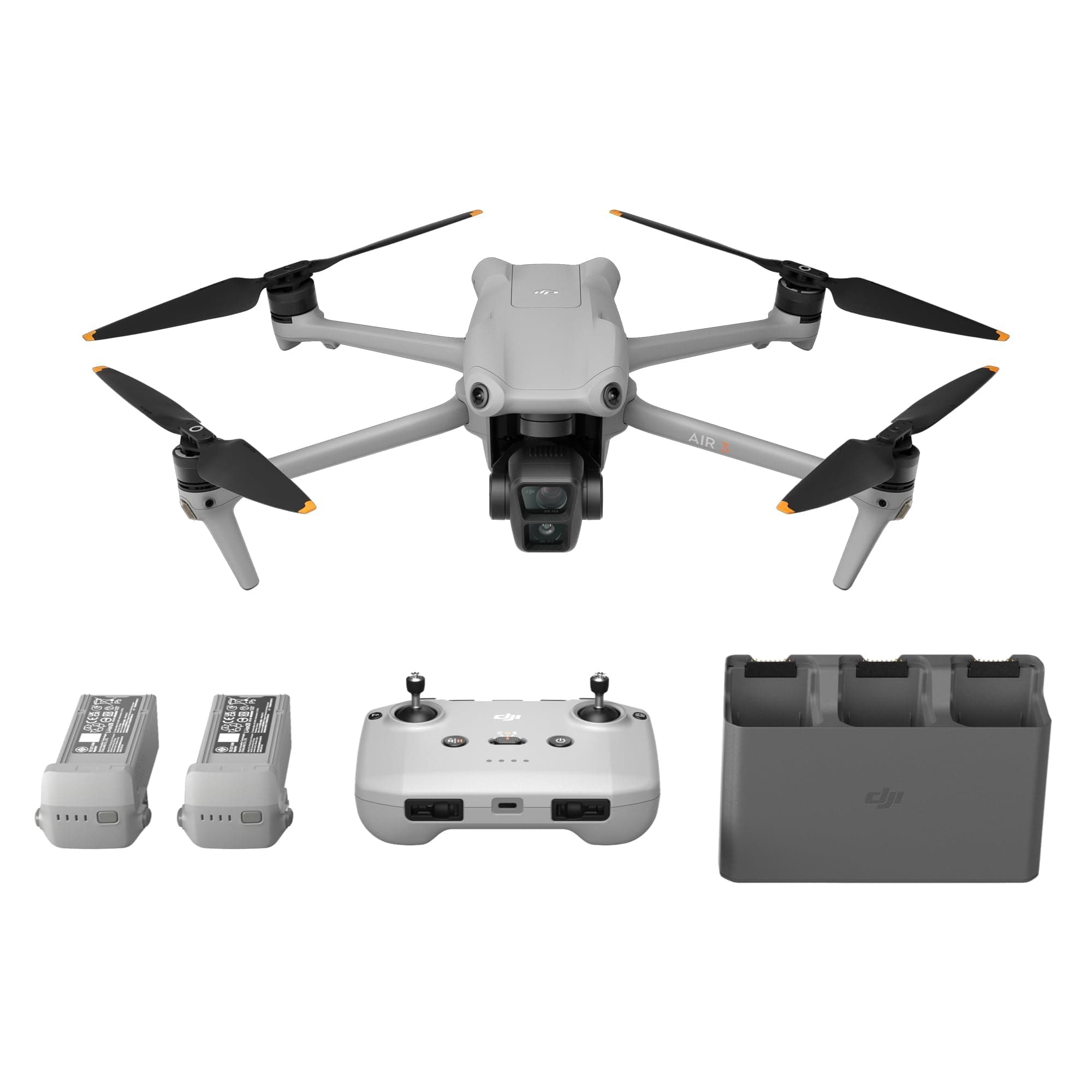 DJI Air 3 Fly More Combo with RC-N2 Remote Controller, Drone with Camera 4K, Dual Primary Cameras, 3 Batteries for Extended Flight Time, 48MP Photo, Camera Drone for Adults, FAA Remote ID Compliant