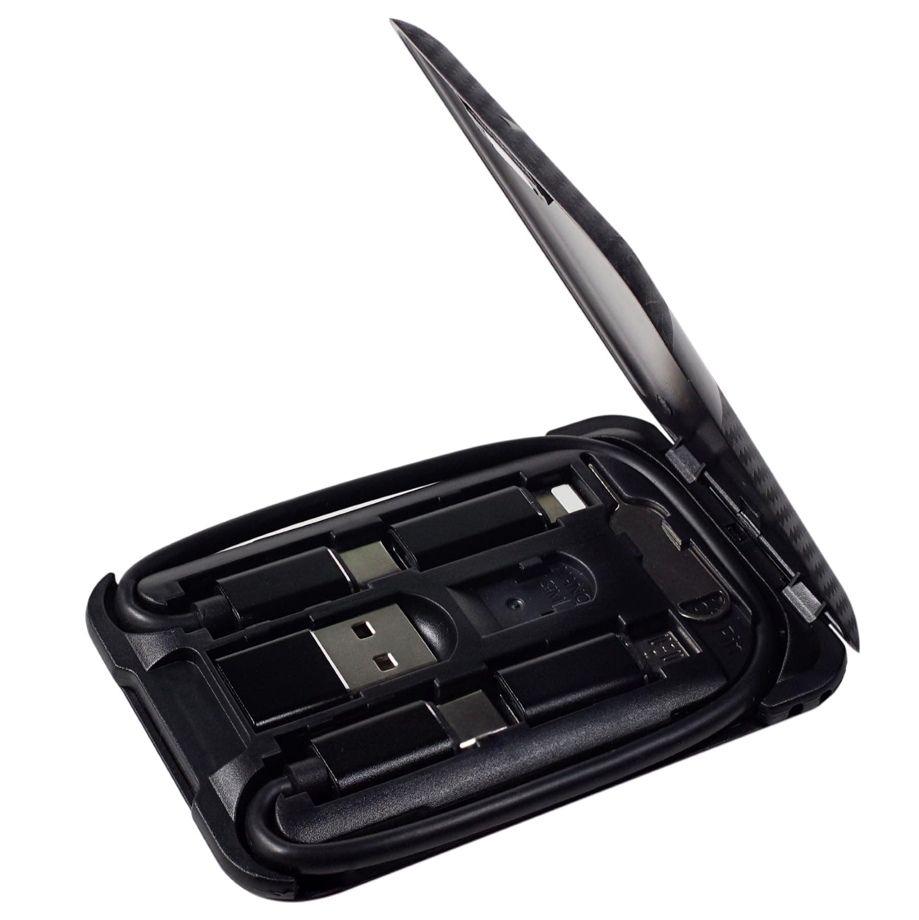 USB Type C to C Charging and Data Transfer Cable with 3 Adapters Combination Set in Credit Card Size Case, Black