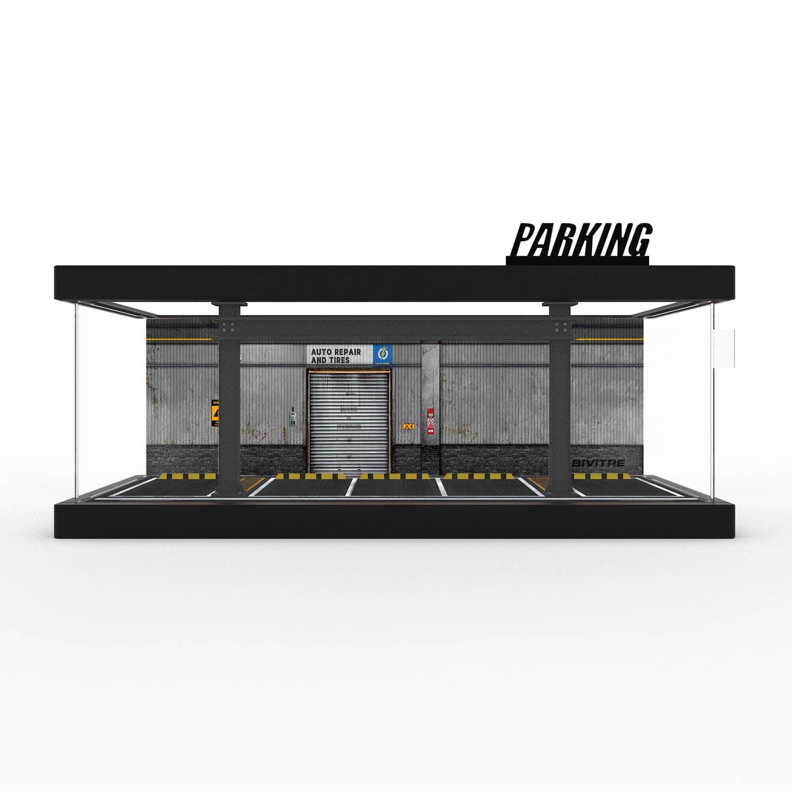 1/64 Diorama Plastic Display Case - Compatible with Hot Wheels Matchbox Mini GT Diecast Cars,for Model Car Display and Storage,Stackable Garage with LED Lights and Acrylic Cover (LM-Warehouse)