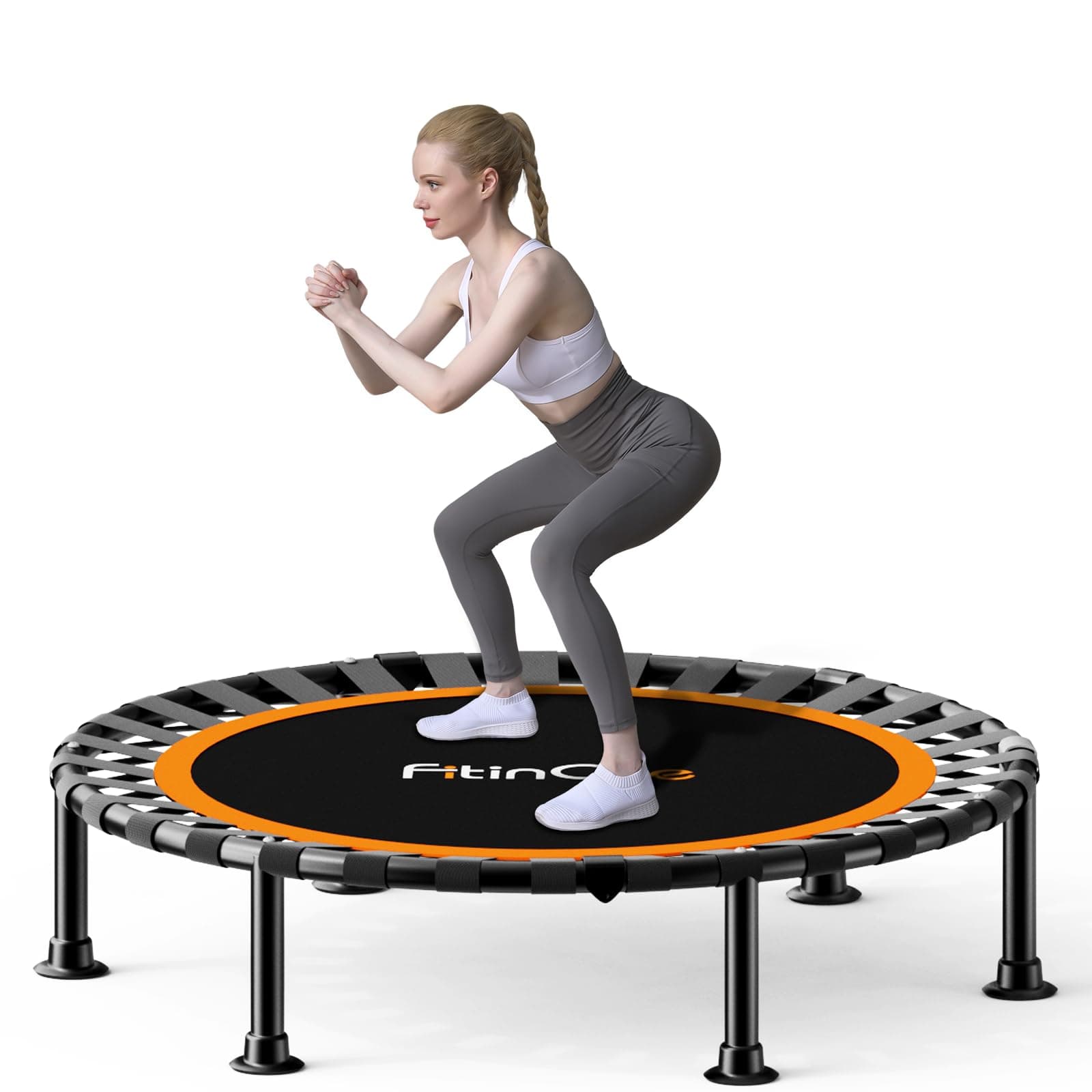 Foldable Mini Trampoline Load 450lbs,Portable Exercise Rebounder Trampoline with Adjustable Foam Handle,Fitness Trampoline for Adults and Kids