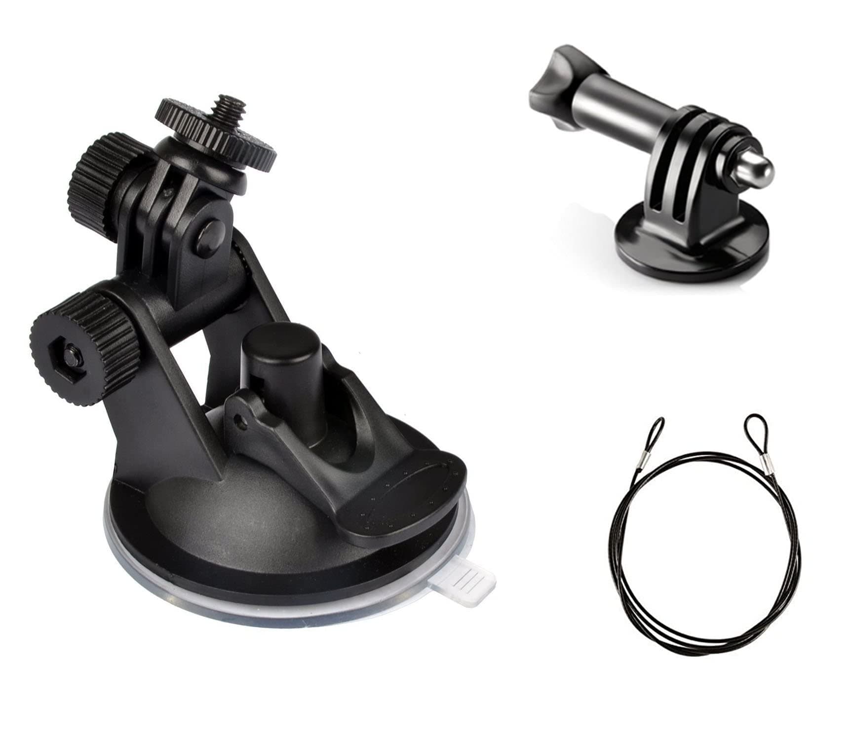 Car Windscreen GPS Suction Cup Mount for Windshield Dash Cam Camera Camcorder Bracket Holder Stand and Lanyard for All Gopros, SJCAM, GeekPro, Xiaomi Yi, 4K and Micro SLR