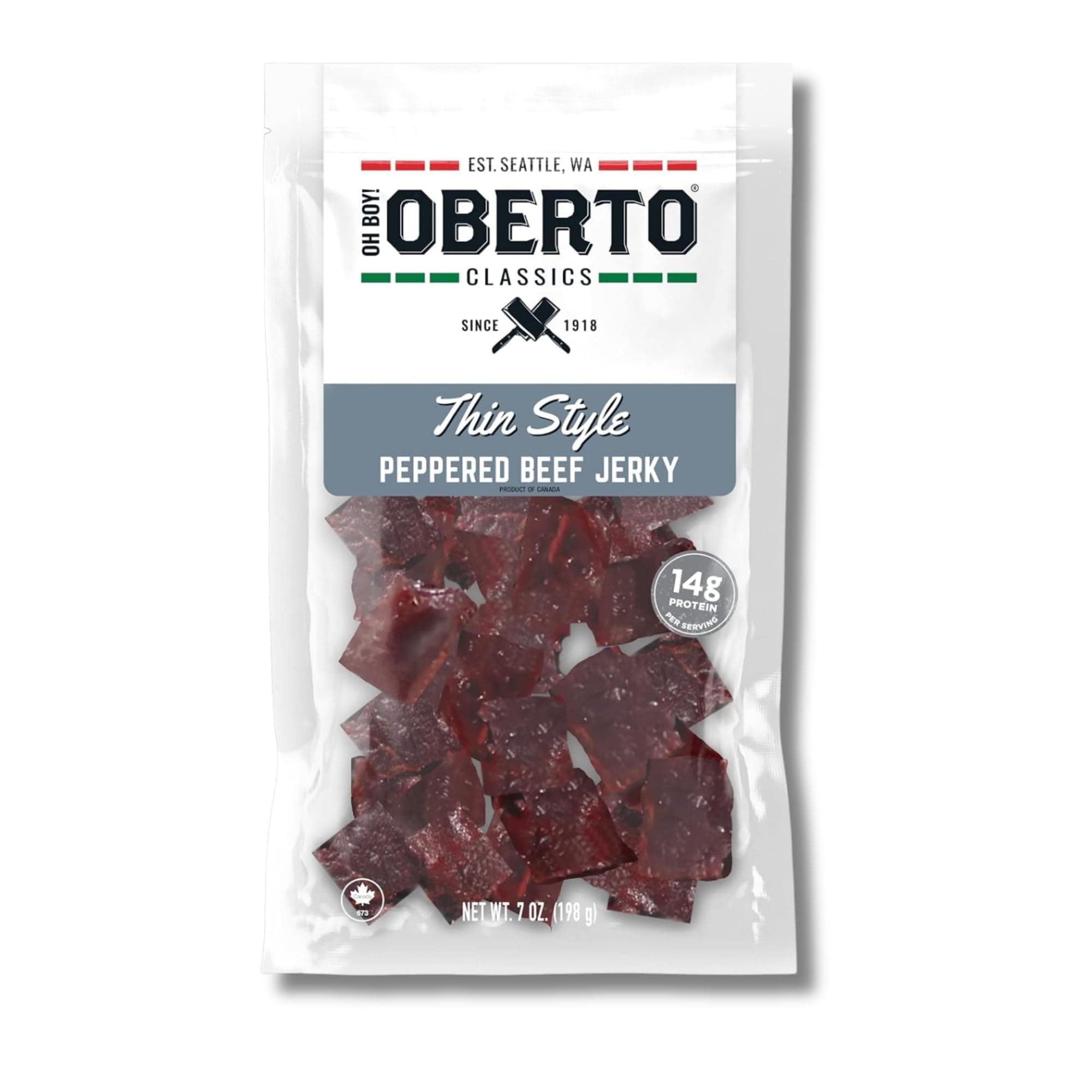 Oberto Oh Boy! Classics Thin Style Peppered Beef Jerky, 7 Ounce