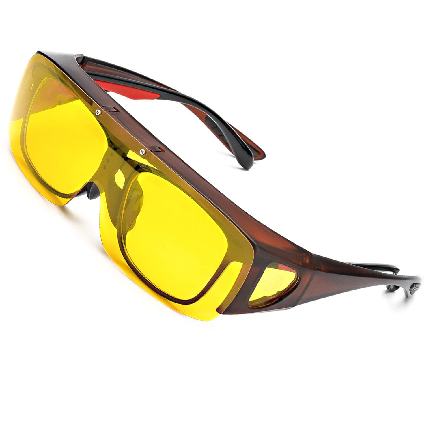 IGnaef Wrap Around Driving HD Polarized Glasses, Fit Over Rectangular Glasses,with Clip Holder.