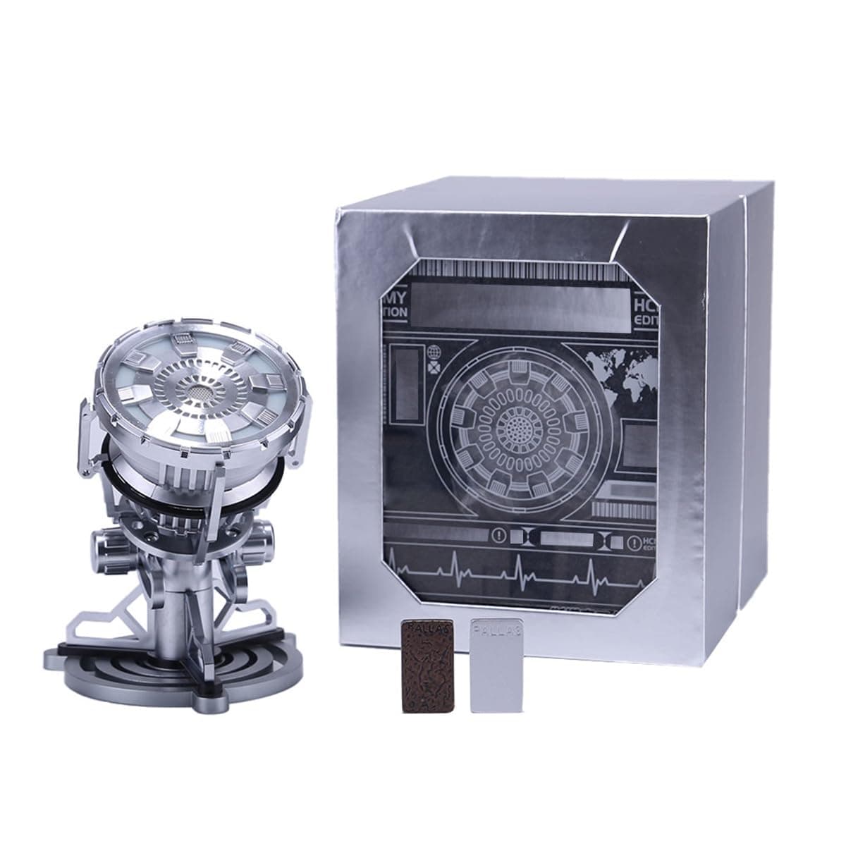 GoAssemb Arc Reactor Model with Light, 1:1 Scale MK3 Generation Ark Palladium Reactor, High-tech Decorative Item & Desk Accessory, Creative Model for Technology Enthusiasts