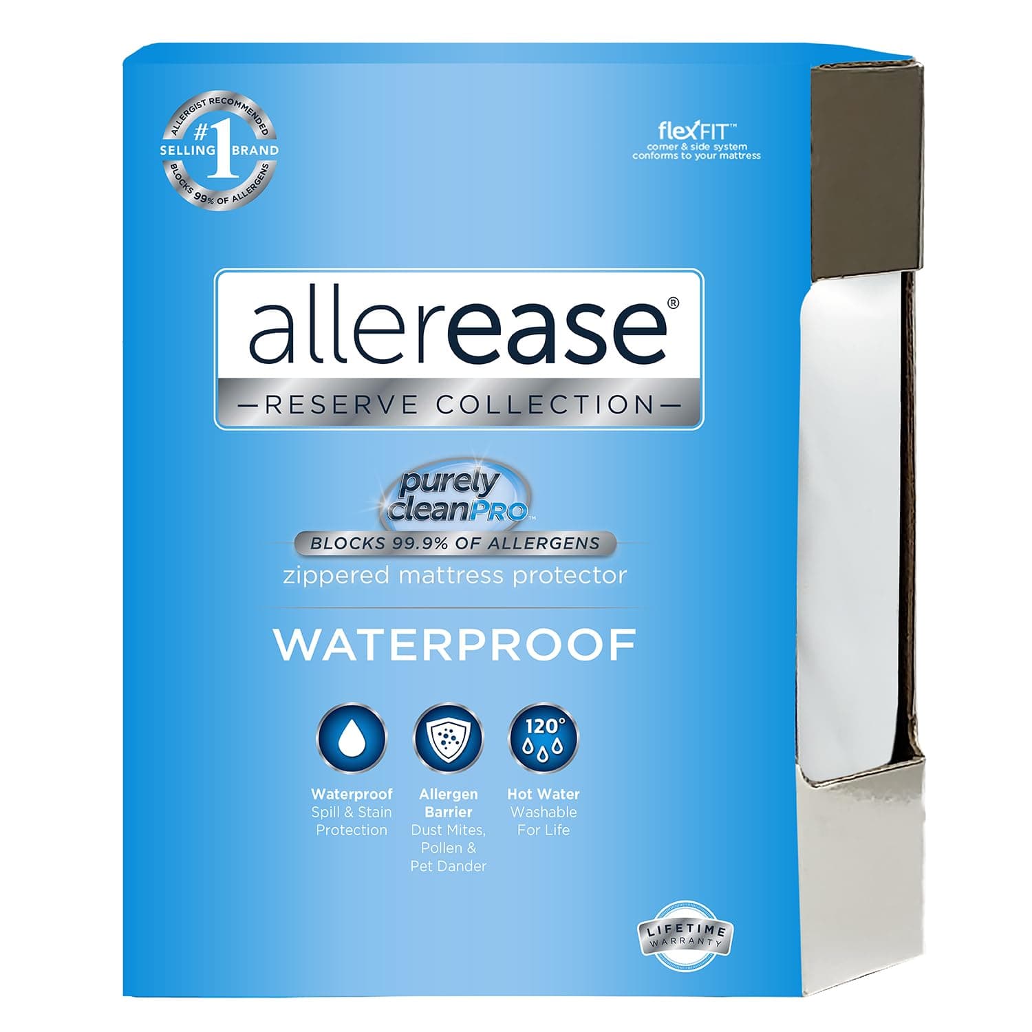 AllerEase Waterproof Mattress Protector Stain Protection Full Size Allergen Barrier Hot Water Washable Machine Washable Durable Zippered Knit Mattress Cover Stretch Corners (White)