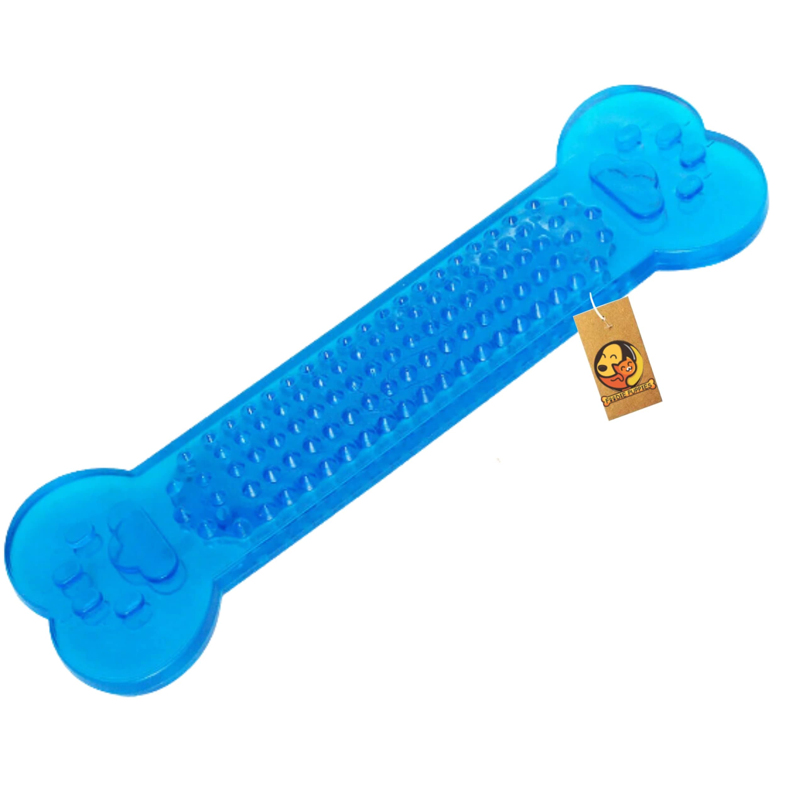 Durable Interactive Non-Toxic Rubber Transparent Flat Bone Chew Toy (Thin Jelly Bone) (Color May Vary) | Suitable for All Small to Medium Size Dogs | Playing, Chewing, Teething