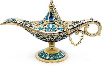 Aladdin Magic Genie Lamps - Classic Vintage Legend Magic Genie Light Costume Lamp for Home Wedding Table Decoration, Tiny Size, Gold&Blue