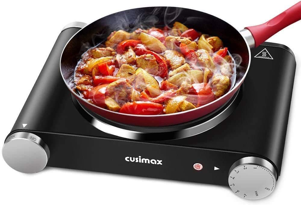 Hot Plate Electric Burner Single Burner Cast Iron hot plates for cooking Portable Burner 1500W with Adjustable Temperature Control Stainless Steel Non-Slip Rubber Feet, Upgraded Version