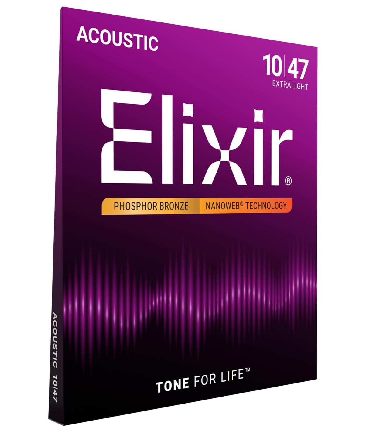 Elixir Elixir Acoustic Guitar Strings, Nanoweb, 80/20 Phosphor Bronze Extra Light .010-.047 #16002