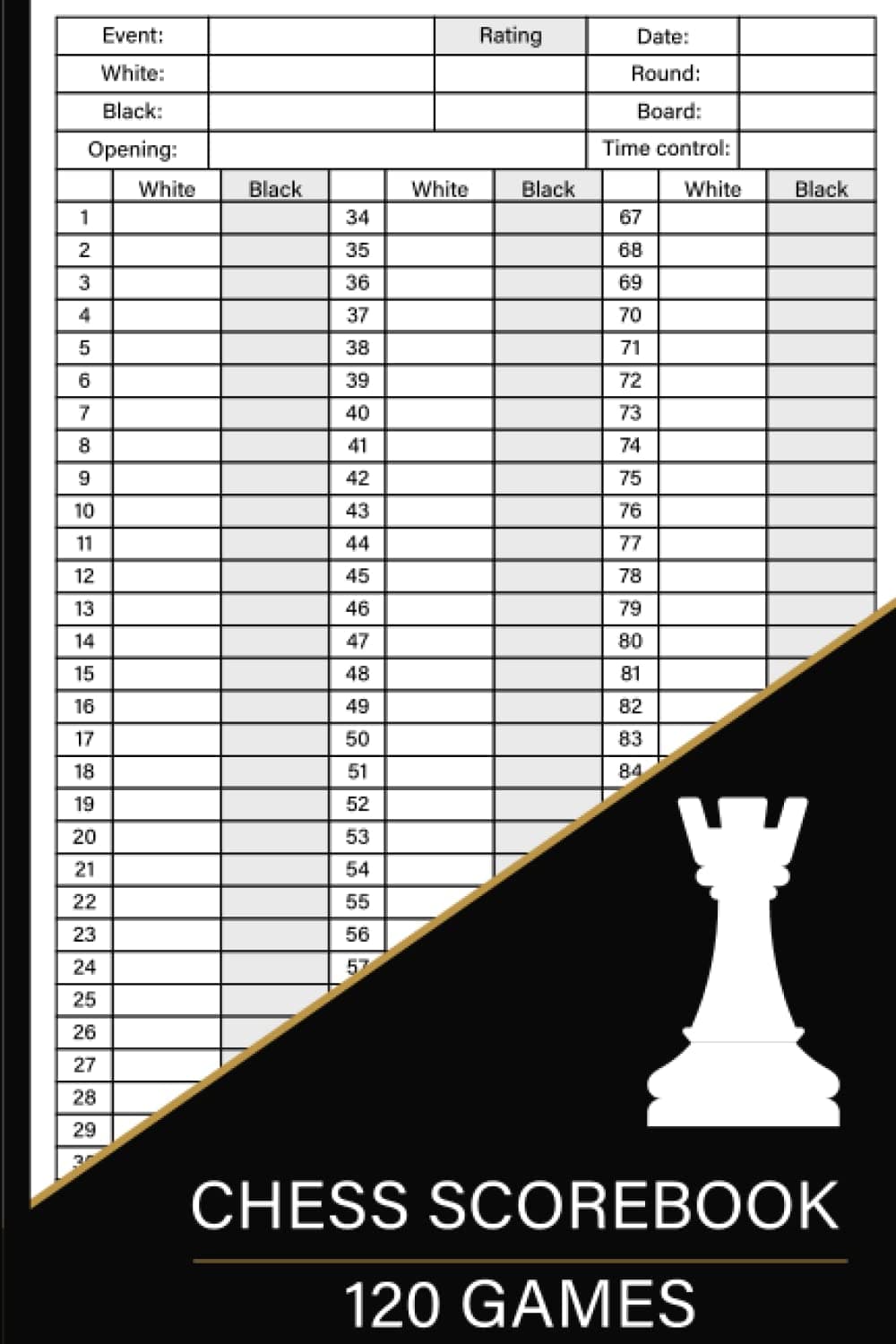Chess Scorebook: 100 Games Sheets, Chess Notation Book, Chess Annotation Log Notebook Chess Workbook, Moves Tracking Journal, 100 Moves Paperback – Notebook, 5 June 2022