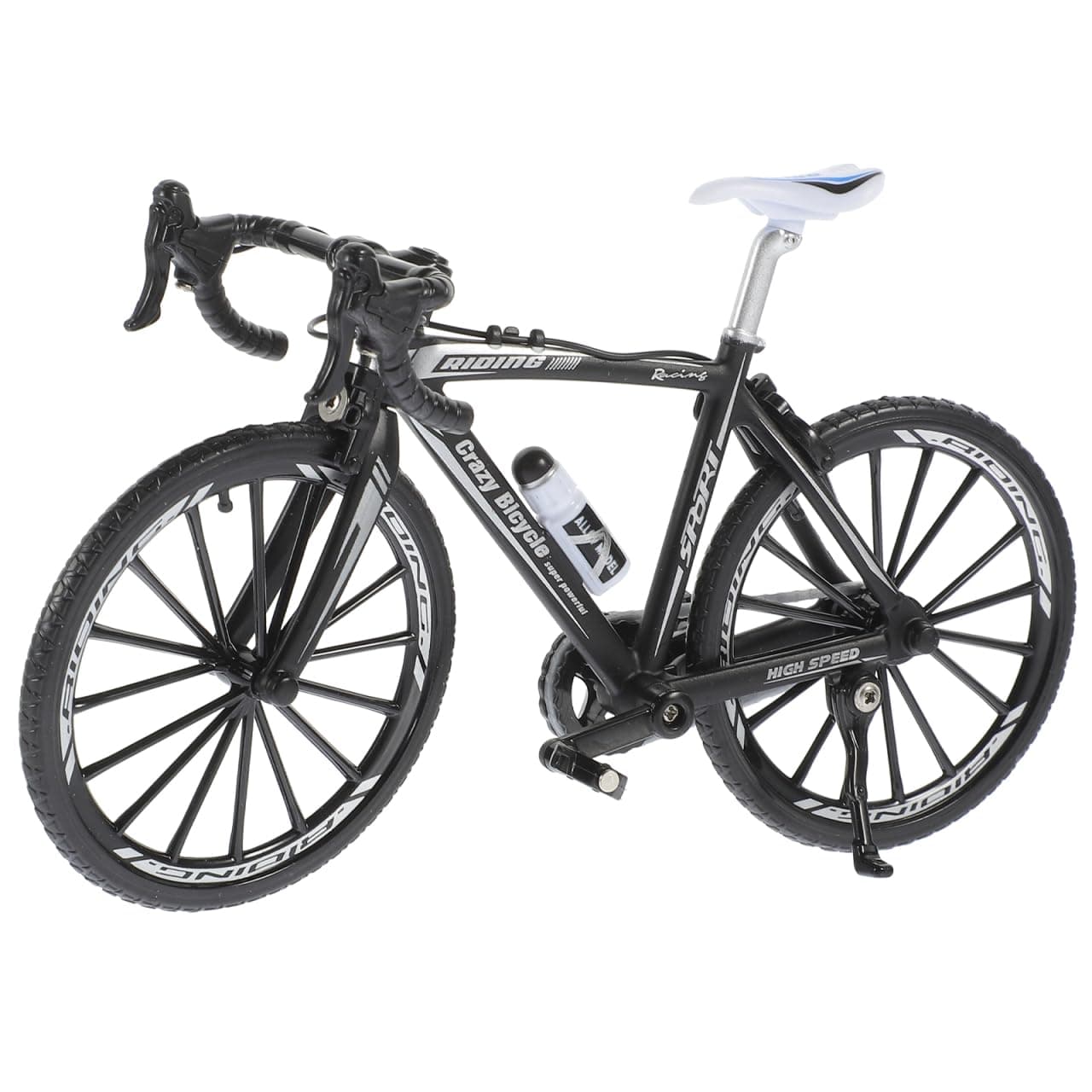 NUOBESTY Alloy Bicycles Model, Creative Alloy Model 1: 10 Mini Simulation Racing Bike Finger Bicycle Toy Desktop Decoration for Kids and Adults, Curving Grip Black