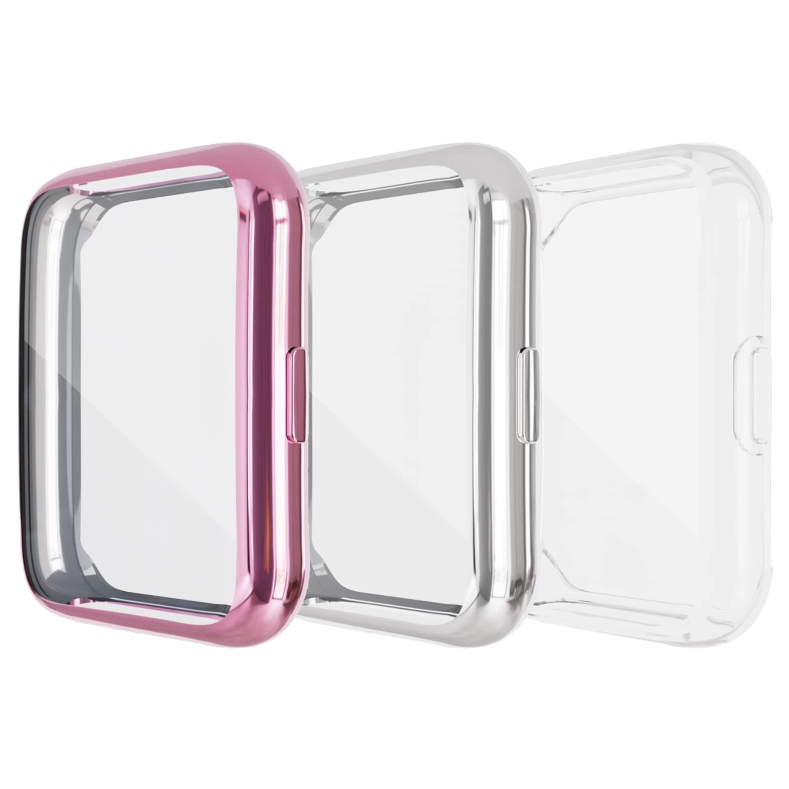 Protector Case Compatible with Huawei Watch Fit 2 Screen Protector,Ultra-Thin Soft TPU Plated Bumper Case Full Cover All-Around Protective Shell for Huawei Watch Fit 2 Case (Pink/Clear/Silver)