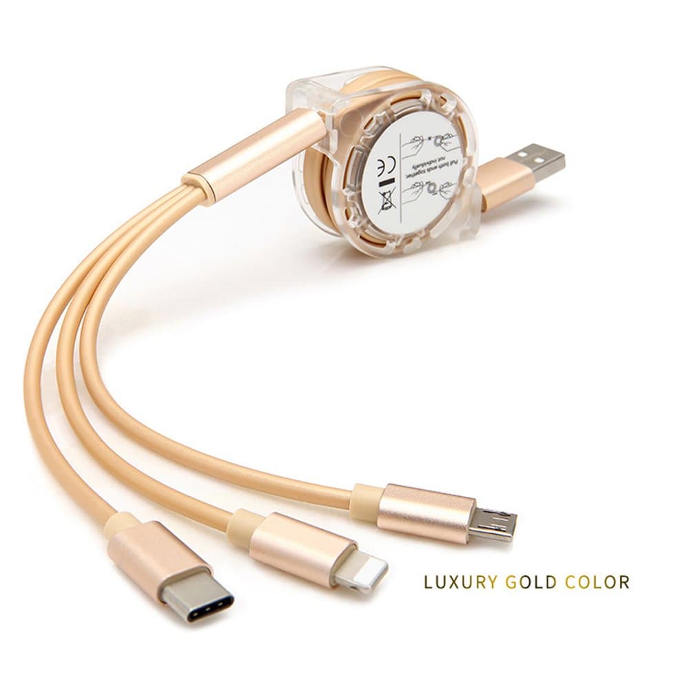 Multifunctional 2.1A Fast Charging 3 in 1 Micro USB 8pin USB Type C to Lightning Charging Cable for iPhone and Samsung