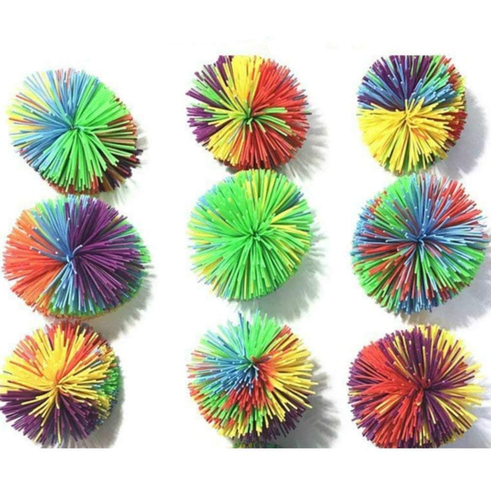 FENDIDI Koosh Balls Monkey Strings Koosh Ball Monkey Strings Ball Rainbow Pom Ball Sensory Fidgets Toys Colorful Bouncy Stress Toy Stress Relief Toys Soft Sensory Stress Balls Sensory Balls