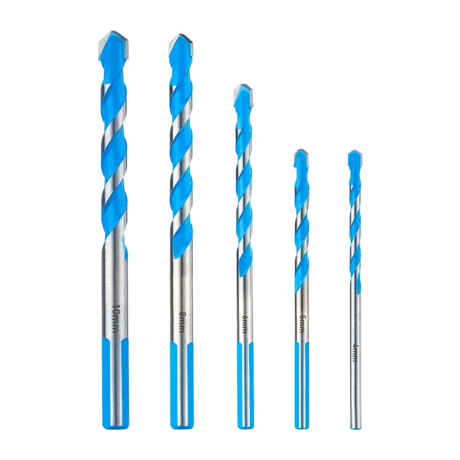 Concrete Drill Bit Set & Masonry Drill Bit Set, Shockproof Hammer Drill Bit Set (5pcs) for Concrete/Glass/Brick/Plastic/Cement/Tile, Industrial Strength Carbide Drill Bit Tip, 4-10mm Box of 5