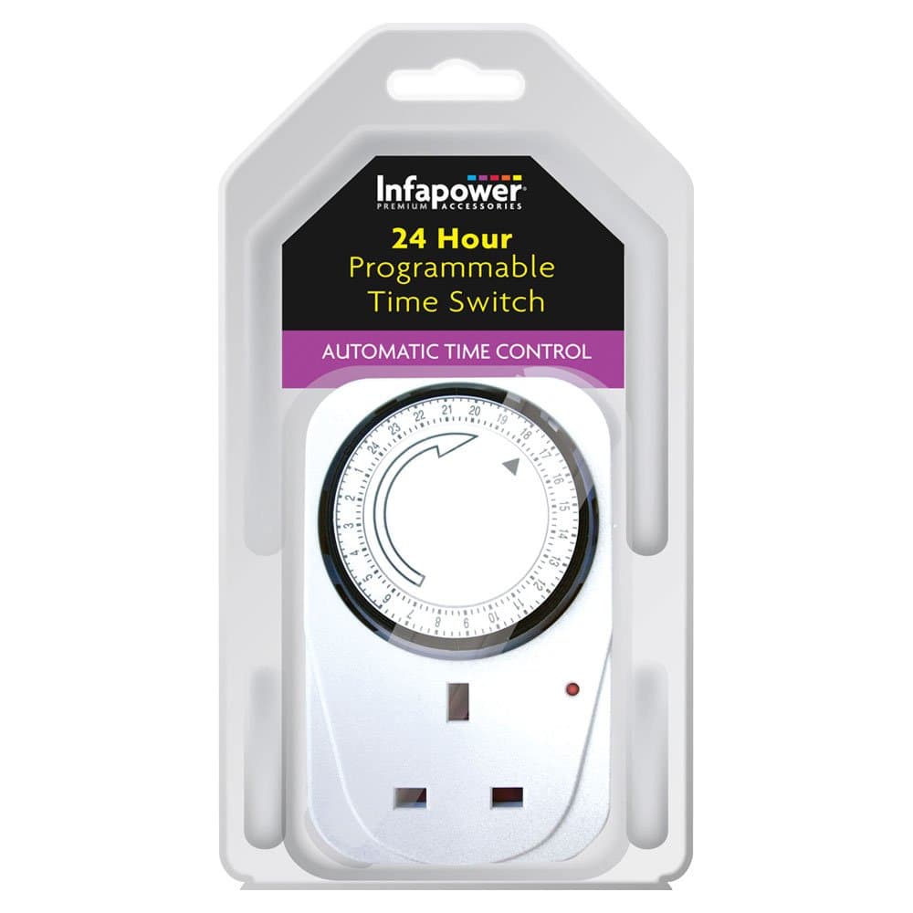 InfapowerX011 Programmable 24 Hour Time Switch-White