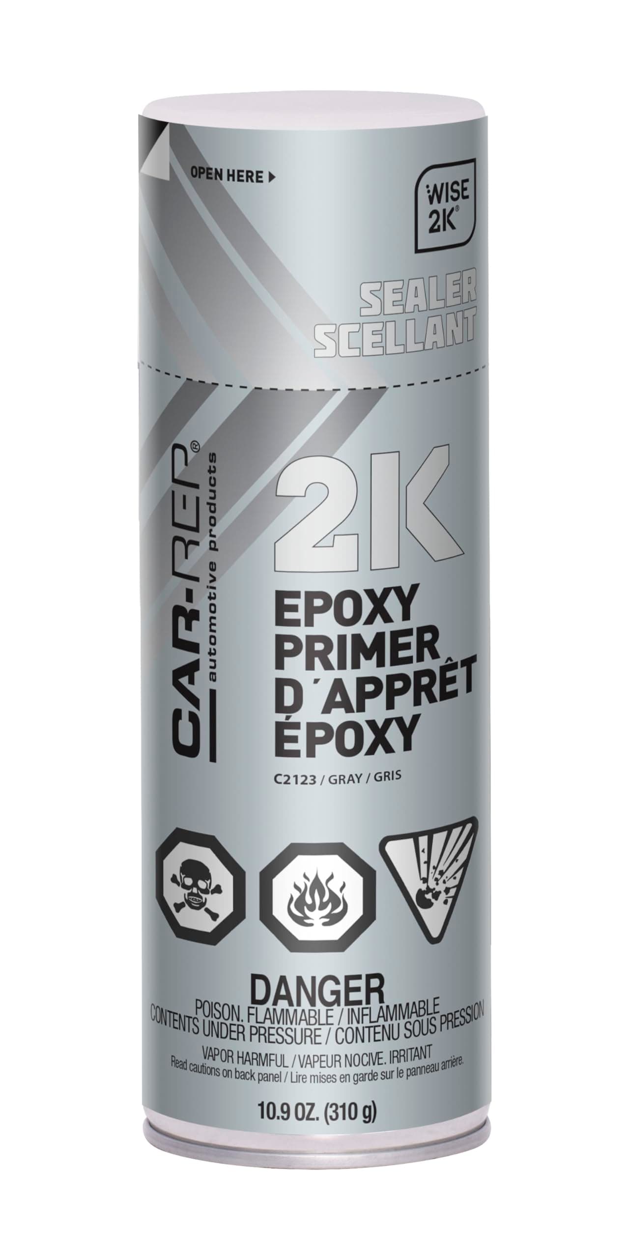2K Epoxy Primer with Wise 2K Technology, Suitable for All Kinds of Metals, Carbon Fiber Substrates, Most Automotive Plastics, Grey, 11oz Aerosol Can