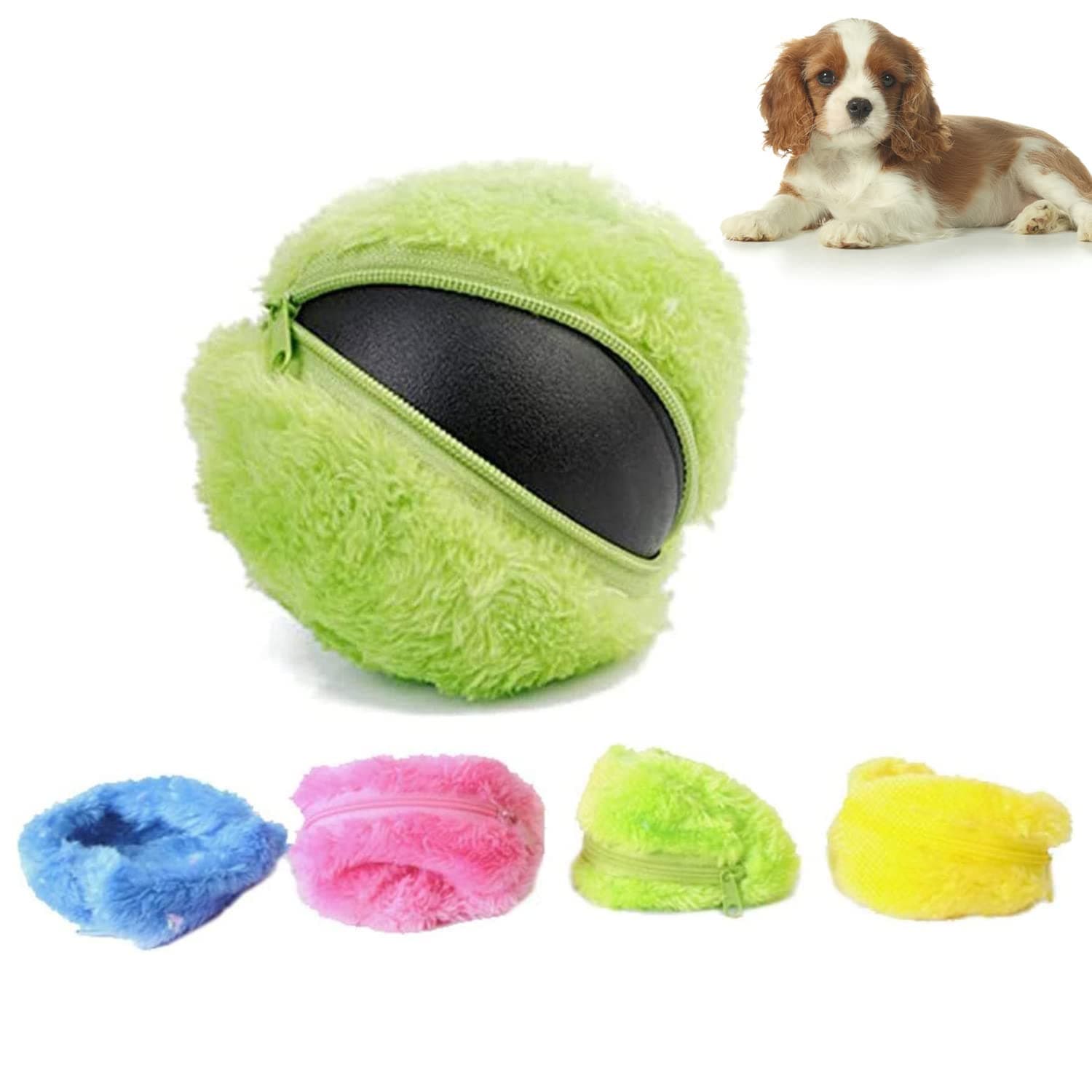 YumSurMagic Roller Ball,Active Rolling Ball For dogs Automatic Roller Ball,Interactive Pet Electric Toy with 1 Rolling Ball + 4 Color Ball Cover for Puppy Cats Dogs